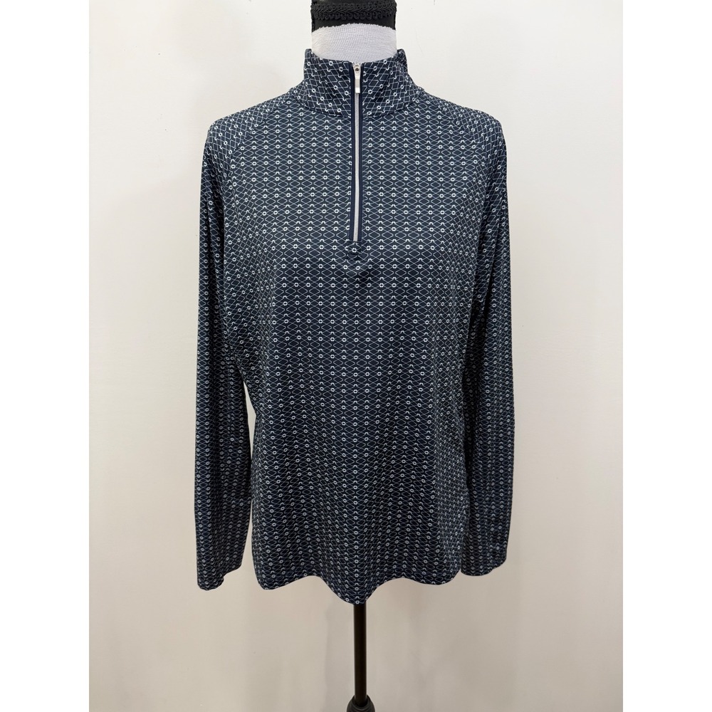 Lady Hagen Womens Navy Blue White Diamond Print 1/4 Zip Golf Top WGH11440PS23 M